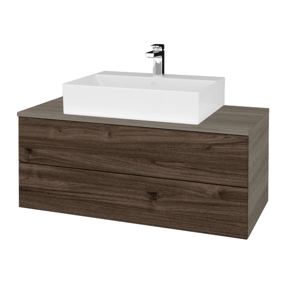 Umyvadlová skříňka MODULE SZZ2 100 umyvadlo Kube - D03 Cafe - D25 Teak - Ne