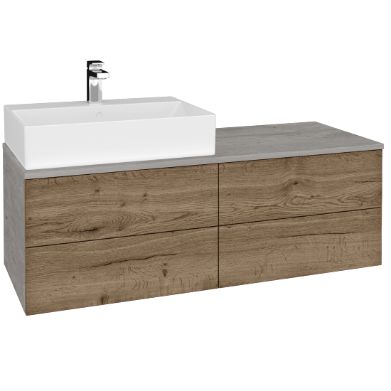 Umyvadlová skříňka MODULE SZZ4 120 umyvadlo Kube - D01 Beton - D21 Tobacco - Pravé - Ne