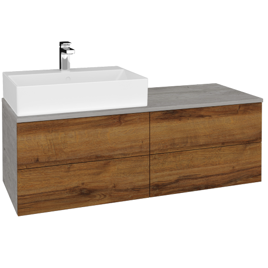 Umyvadlová skříňka MODULE SZZ4 120 umyvadlo Kube - D01 Beton - D27 Cognac - Pravé - Ne