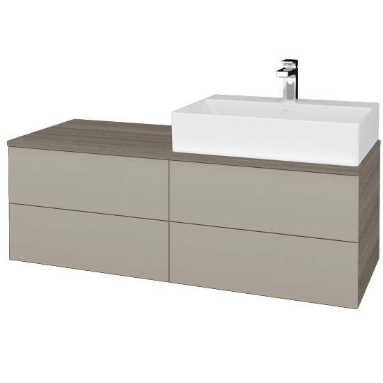 Waschtischunterschrank JOCKAM SZZ4 120 (mit Waschtisch Kube)  - D03 Cafe - L04 Taupe Lack Hochglanz - Links - Nein