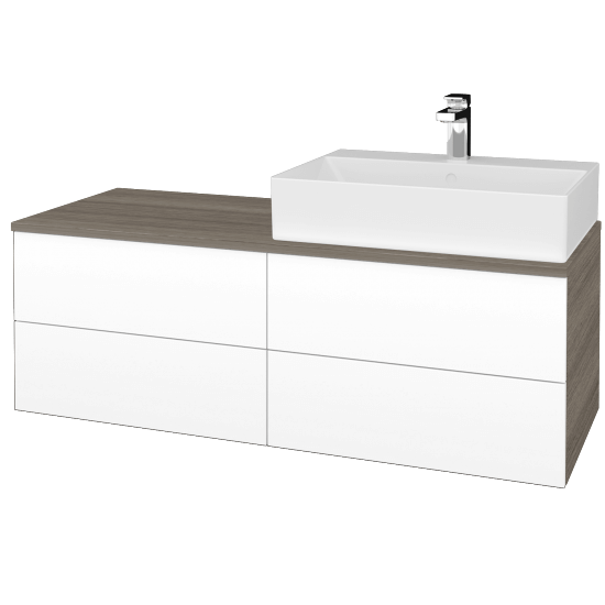 Umyvadlová skříňka MODULE SZZ4 120 umyvadlo Kube - D03 Cafe - M01 Bílá mat - Levé - Ne