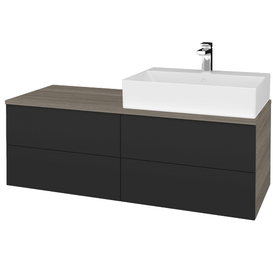 Umyvadlová skříňka MODULE SZZ4 120 umyvadlo Kube - D03 Cafe - N03 Graphite - Levé - Ne