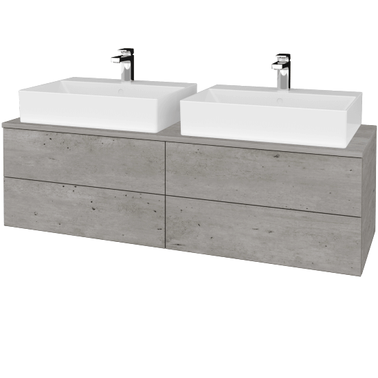 Umyvadlová skříňka MODULE SZZ4 140 umyvadlo Kube - D01 Beton - D01 Beton