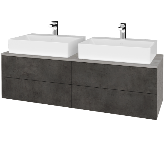 Umyvadlová skříňka MODULE SZZ4 140 umyvadlo Kube - D01 Beton - D16 Beton tmavý - Ne