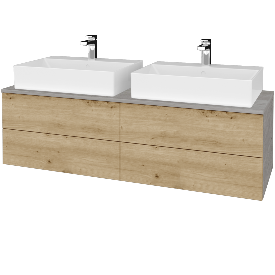 Umyvadlová skříňka MODULE SZZ4 140 umyvadlo Kube - D01 Beton - D22 Karamel - Ne