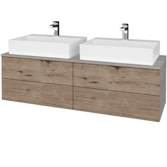 Umyvadlová skříňka MODULE SZZ4 140 umyvadlo Kube - D01 Beton - D23 Herkules - Ne
