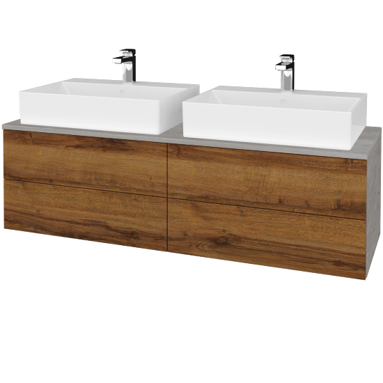Umyvadlová skříňka MODULE SZZ4 140 umyvadlo Kube - D01 Beton - D27 Cognac - Ne
