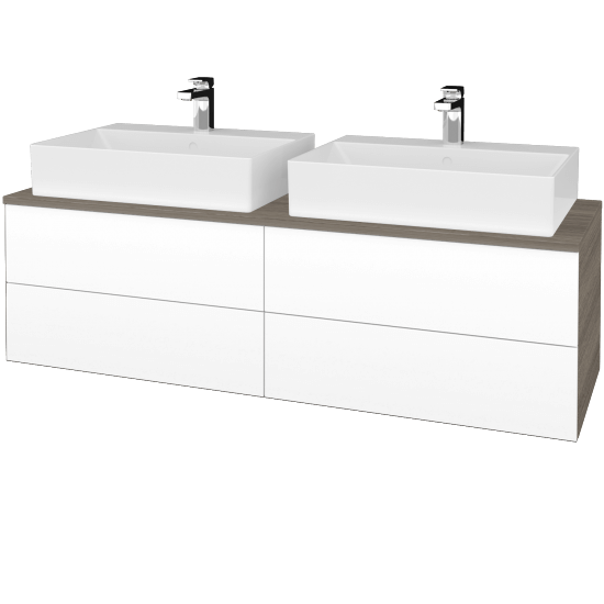 Umyvadlová skříňka MODULE SZZ4 140 umyvadlo Kube - D03 Cafe - L01 Bílá vysoký lesk - Ne