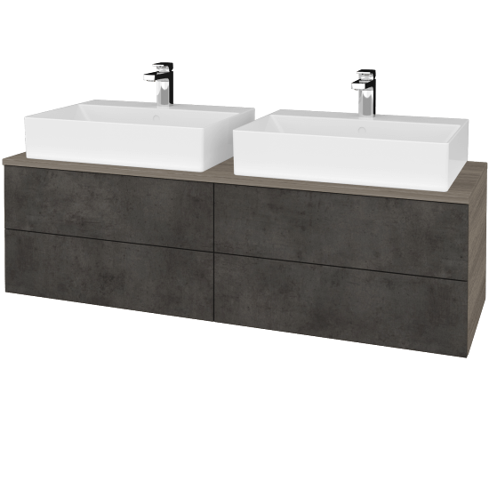 Umyvadlová skříňka MODULE SZZ4 140 umyvadlo Kube - D03 Cafe - D16 Beton tmavý - Ne