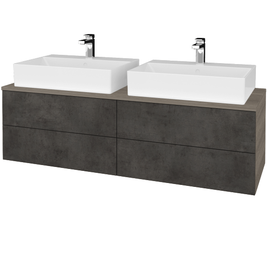 Waschtischunterschrank JOCKAM SZZ4 140 (mit Waschtisch Kube)  - D03 Cafe - D16 Dark Beton - Nein