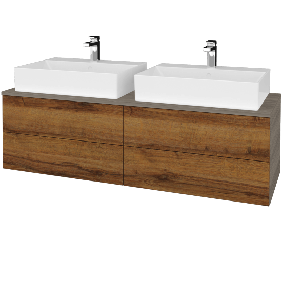 Umyvadlová skříňka MODULE SZZ4 140 umyvadlo Kube - D03 Cafe - D27 Cognac - Ne