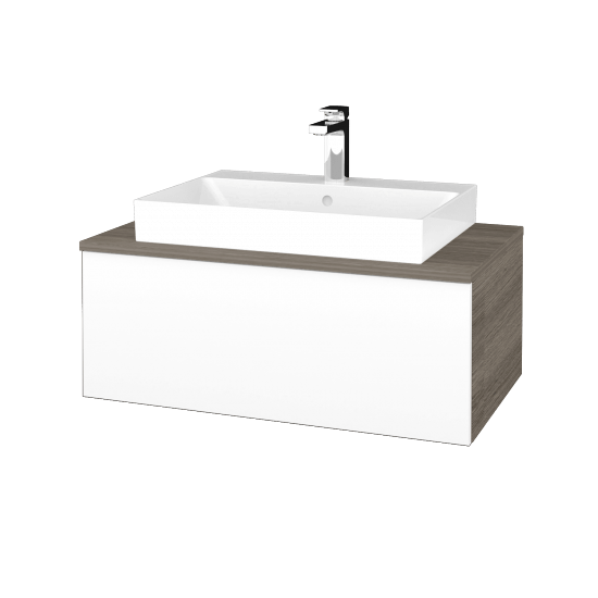 Umyvadlová skříňka MODULE SZZ1 80 (umyvadlo Glance)  - D03 Cafe - L01 Bílá vysoký lesk - Ne
