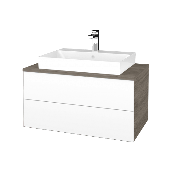 Umyvadlová skříňka MODULE SZZ2 80 (umyvadlo Glance)  - D03 Cafe - L01 Bílá vysoký lesk - Ne