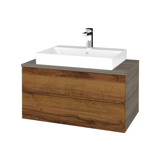 Umyvadlová skříňka MODULE SZZ2 80 (umyvadlo Glance)  - D03 Cafe - D27 Cognac - Ne