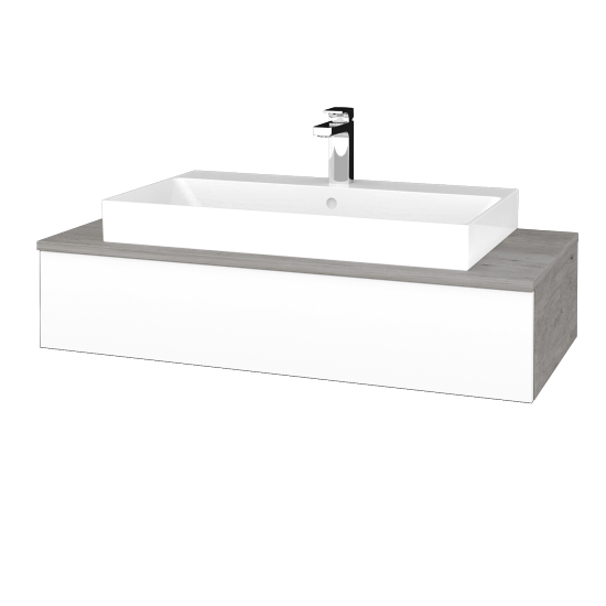Umyvadlová skříňka MODULE SZZ 100 (umyvadlo Glance)  - D01 Beton - M01 Bílá mat - Ne