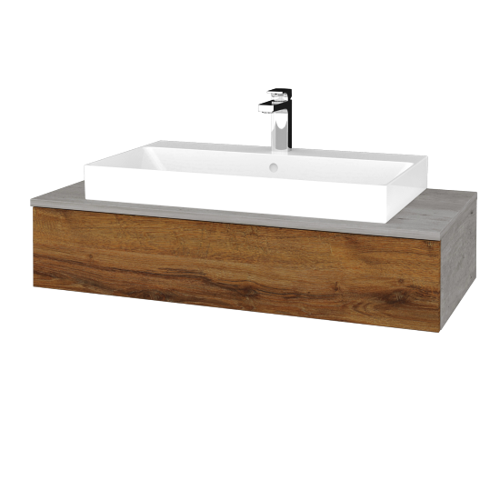 Umyvadlová skříňka MODULE SZZ 100 (umyvadlo Glance)  - D01 Beton - D27 Cognac - Ne