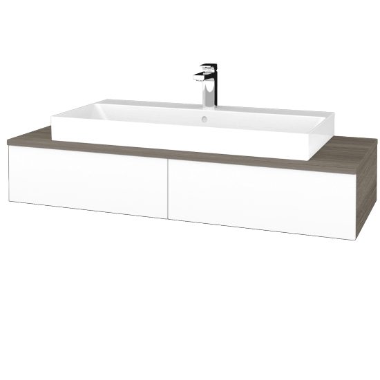 Umyvadlová skříňka MODULE SZZ2 120 (umyvadlo Glance)  - D03 Cafe - L01 Bílá vysoký lesk - Ne