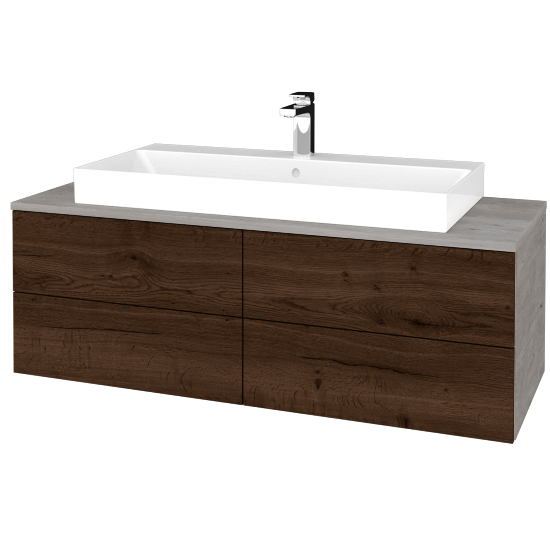 Umyvadlová skříňka MODULE SZZ4 120 umyvadlo Glance - D01 Beton - D21 Tobacco - Ne