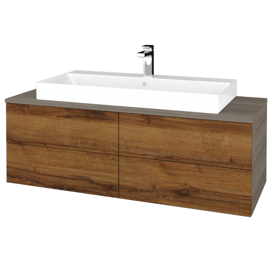 Umyvadlová skříňka MODULE SZZ4 120 umyvadlo Glance - D03 Cafe - D27 Cognac - Ne