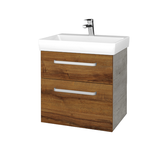 Umyvadlová skříňka PROJECT SZZ2 60  - D01 Beton - Úchytka T01 - D27 Cognac