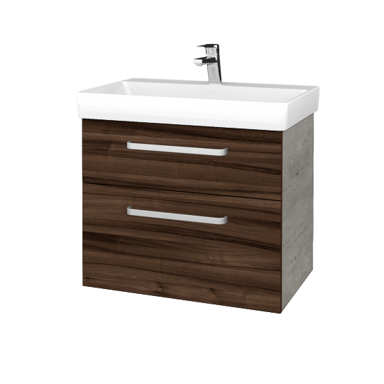 Umyvadlová skříňka PROJECT SZZ2 70  - D01 Beton - Úchytka T01 - D06 Ořech