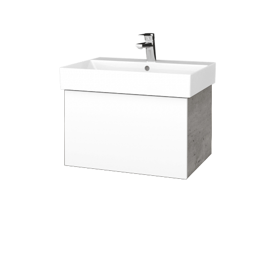 Waschtischunterschrank FLAT SZZ 60 (Waschtisch Glance)  - D01 Beton - M01 Weiß Lack Matt