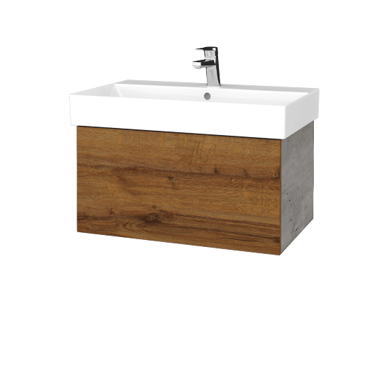 Umyvadlová skříňka VARIANTE SZZ 70 umyvadlo Glance - D01 Beton - D27 Cognac
