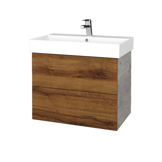 Umyvadlová skříňka VARIANTE SZZ2 70 umyvadlo Glance - D01 Beton - D27 Cognac