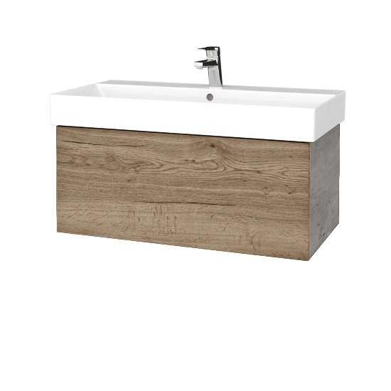 Umyvadlová skříňka VARIANTE SZZ 85 umyvadlo Glance - D01 Beton - D21 Tobacco
