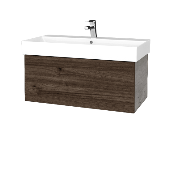 Umyvadlová skříňka VARIANTE SZZ 85 umyvadlo Glance - D01 Beton - D25 Teak