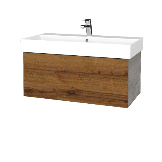 Umyvadlová skříňka VARIANTE SZZ 85 umyvadlo Glance - D01 Beton - D27 Cognac