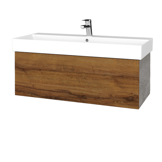 Umyvadlová skříňka VARIANTE SZZ 100 umyvadlo Glance - D01 Beton - D27 Cognac