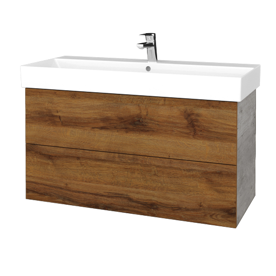 Umyvadlová skříňka VARIANTE SZZ2 100 umyvadlo Glance - D01 Beton - D27 Cognac