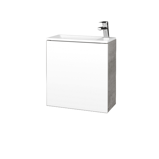 Kúpeľňová skrinka VARIANTE SZD 50 umývadlo Zoom - D01 Betón - M01 Biela mat - Levé