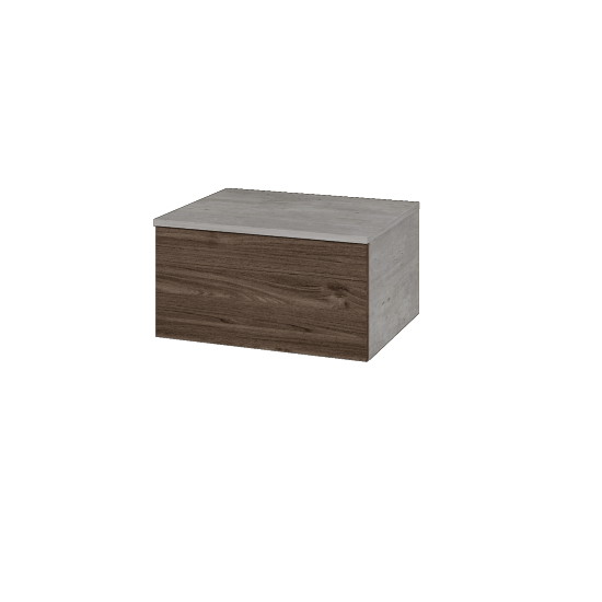 Nízká skříňka DOS SNZ1 60  - D01 Beton - Bezúchytkové provedení T00 (bez vrtání pro úchytku) - D25 Teak
