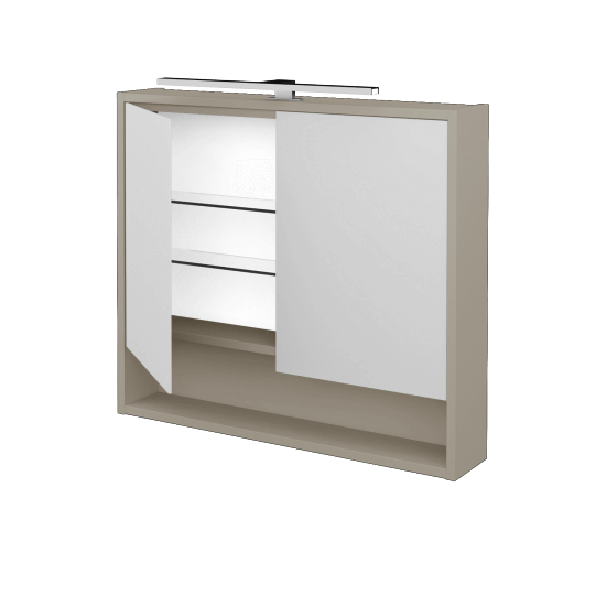 Spiegelschrank BESTA GA2OE 80  - L04 Taupe Lack Hochglanz