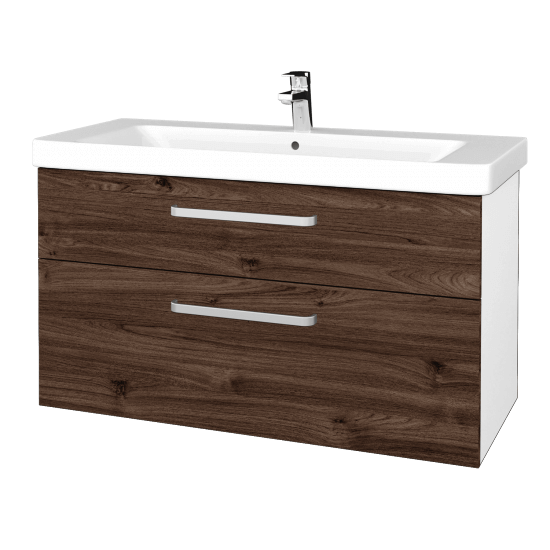 Umyvadlová skříňka Q MAX SZZ2 105  - N01 Bílá lesk - Úchytka T01 - D25 Teak