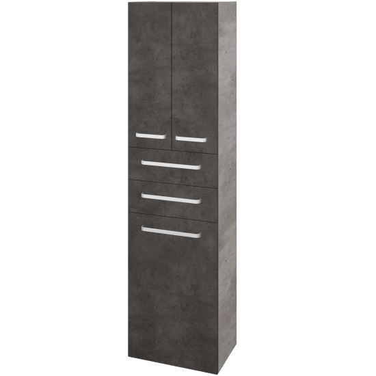 Hochschrank mit Wäschekorb UNI SVD3Z2K 50  - D01 Beton - Griffes T01 - D16 Dark Beton