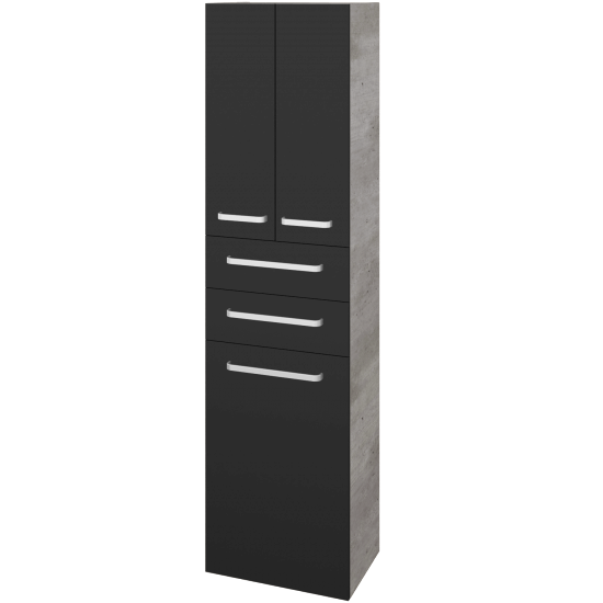 Vysoká skříň s košem na prádlo DOS SVD3Z2K 50  - D01 Beton - Úchytka T01 - N03 Graphite