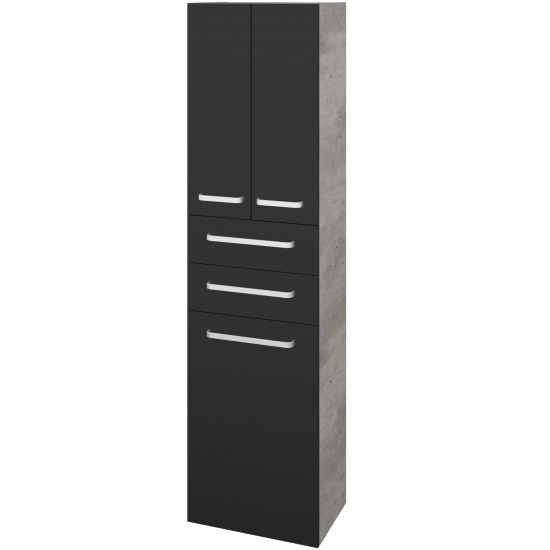 Hochschrank mit Wäschekorb UNI SVD3Z2K 50  - D01 Beton - Griffes T01 - N03 Graphite