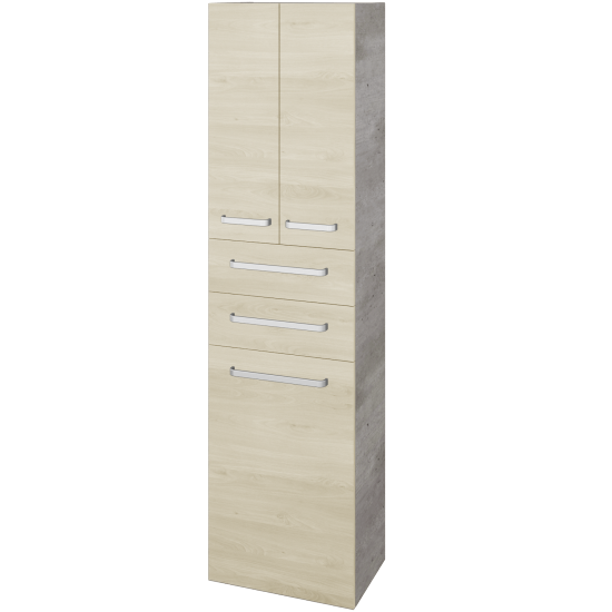 Vysoká skříň s košem na prádlo DOS SVD3Z2K 50  - D01 Beton - Úchytka T01 - D24 Ohio