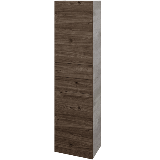 Vysoká skříň s košem na prádlo DOS SVD3Z2K 50  - D01 Beton - Úchytka T00 (bez úchytky) - D25 Teak