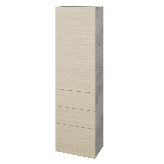 Vysoká skříň DOS SVD2Z3 50  - D01 Beton - Úchytka T00 (bez úchytky) - D04 Dub