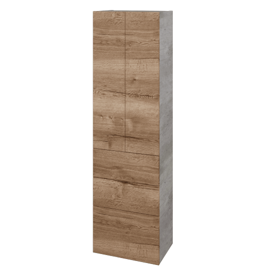 Vysoká skříň DOS SVD2Z3 50  - D01 Beton - Úchytka T00 (bez úchytky) - D21 Tobacco