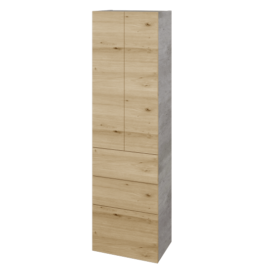 Vysoká skříň DOS SVD2Z3 50  - D01 Beton - Úchytka T00 (bez úchytky) - D22 Karamel