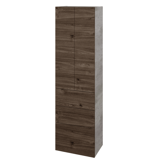 Vysoká skříň DOS SVD2Z3 50  - D01 Beton - Úchytka T00 (bez úchytky) - D25 Teak