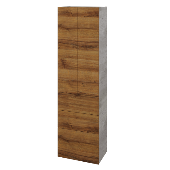 Vysoká skříň DOS SVD2Z3 50  - D01 Beton - Úchytka T00 (bez úchytky) - D27 Cognac