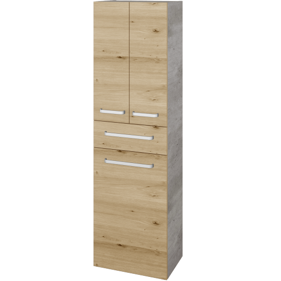 Vysoká skříň s košem na prádlo DOS SVD3ZK 50  - D01 Beton - Úchytka T01 - D22 Karamel