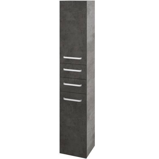 Hochschrank mit Wäschekorb UNI SVD2Z2K 35  - D01 Beton - Griffes T01 - D16 Dark Beton - Links