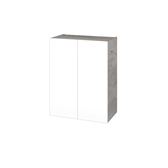 Horní skříňka DOS SYD2 60  - D01 Beton - Úchytka T00 (bez úchytky) - N01 Bílá lesk